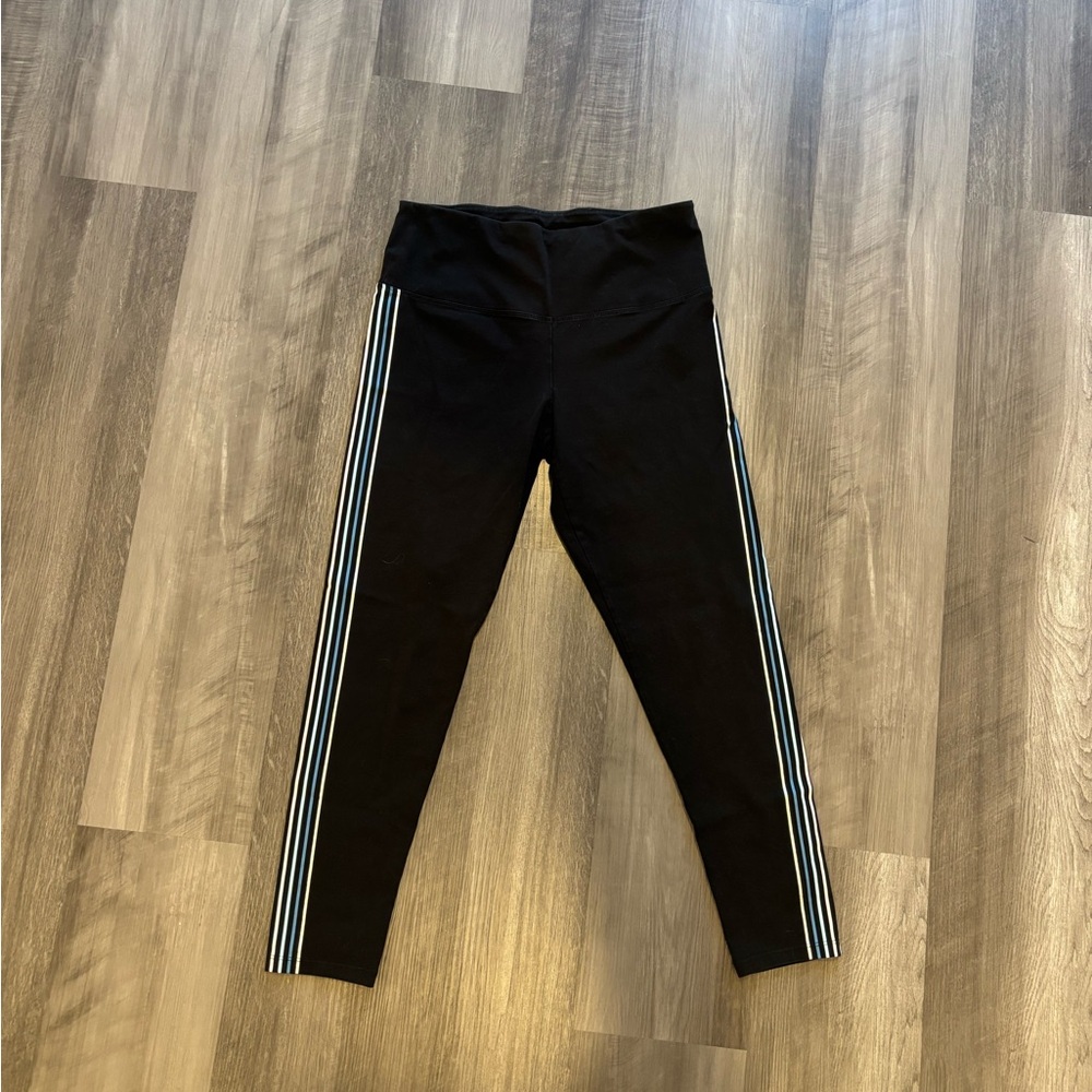Marc New York Black Leggings with White Stripes